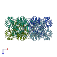PDB entry 1ggj coloured by chain, top view.