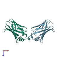 PDB entry 1ggl coloured by chain, top view.