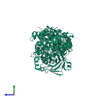 PDB entry 1ggo coloured by chain, side view.