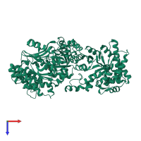 PDB entry 1ggo coloured by chain, top view.