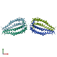 PDB entry 1ggq coloured by chain, front view.