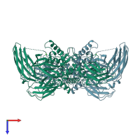 PDB entry 1ggu coloured by chain, top view.