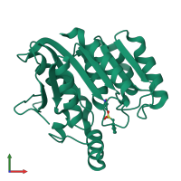 PDB entry 1ggv coloured by chain, front view.