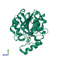 PDB entry 1ggv coloured by chain, side view.
