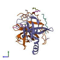 PDB entry 1ghb coloured by chain, side view.