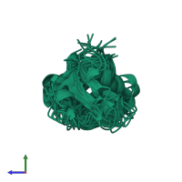 PDB entry 1ghc coloured by chain, ensemble of 14 models, side view.