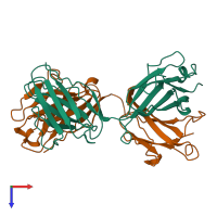 PDB entry 1ghf coloured by chain, top view.