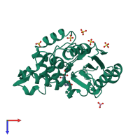 PDB entry 1ghm coloured by chain, top view.