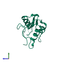 PDB entry 1ght coloured by chain, side view.