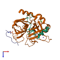 PDB entry 1ghx coloured by chain, top view.