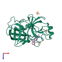 PDB entry 1gi0 coloured by chain, top view.