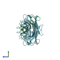 PDB entry 1gic coloured by chain, side view.