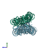 PDB entry 1gid coloured by chain, side view.