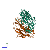 PDB entry 1gig coloured by chain, side view.