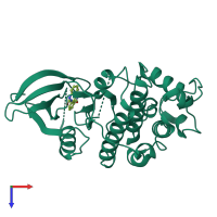 Monomeric assembly 1 of PDB entry 1gih coloured by chemically distinct molecules, top view.