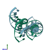PDB entry 1gip coloured by chain, ensemble of 2 models, side view.