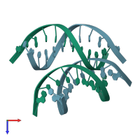 PDB entry 1gip coloured by chain, ensemble of 2 models, top view.