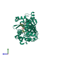 PDB entry 1gir coloured by chain, side view.