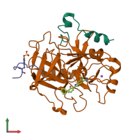 PDB entry 1gj4 coloured by chain, front view.