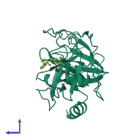 PDB entry 1gj6 coloured by chain, side view.