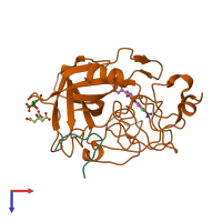 PDB entry 1gj7 coloured by chain, top view.