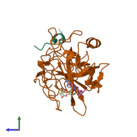 PDB entry 1gj8 coloured by chain, side view.