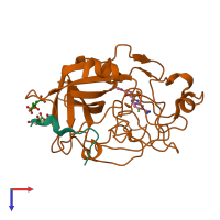 PDB entry 1gj8 coloured by chain, top view.