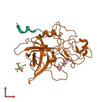 PDB entry 1gjd coloured by chain, front view.