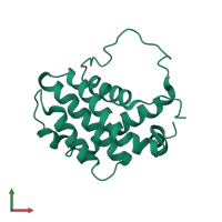 PDB entry 1gjh coloured by chain, front view.