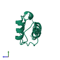 PDB entry 1gjj coloured by chain, side view.
