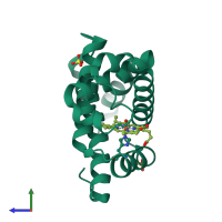 PDB entry 1gjn coloured by chain, side view.