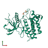 PDB entry 1gjo coloured by chain, front view.