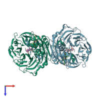 PDB entry 1gjq coloured by chain, top view.