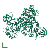 PDB entry 1gju coloured by chain, front view.