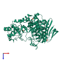 PDB entry 1gju coloured by chain, top view.