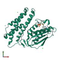 PDB entry 1gjv coloured by chain, front view.