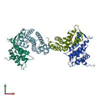 PDB entry 1gjy coloured by chain, front view.