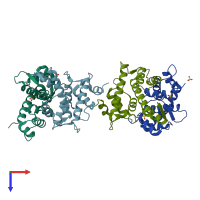 PDB entry 1gjy coloured by chain, top view.