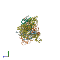PDB entry 1gk0 coloured by chain, side view.