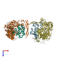 PDB entry 1gk0 coloured by chain, top view.