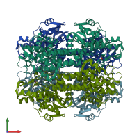 PDB entry 1gk2 coloured by chain, front view.