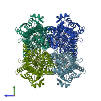 PDB entry 1gk2 coloured by chain, side view.