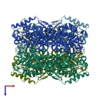 PDB entry 1gk2 coloured by chain, top view.