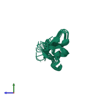 PDB entry 1gk5 coloured by chain, ensemble of 10 models, side view.