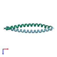 PDB entry 1gk6 coloured by chain, top view.