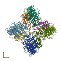 PDB entry 1gk8 coloured by chain, front view.