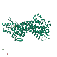 PDB entry 1gkm coloured by chain, front view.