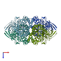 PDB entry 1gkr coloured by chain, top view.
