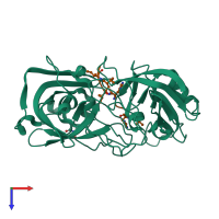 PDB entry 1gkt coloured by chain, top view.