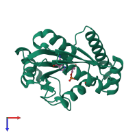 PDB entry 1gky coloured by chain, top view.